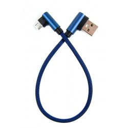 Кабель DENGOS заряда и синхронизации Micro-USB, угловые коннектори, 0,25м,"сетка",(blue) (NTK-M-UG-SHRT-SET-BLUE)