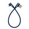 Кабель DENGOS заряда и синхронизации Micro-USB, угловые коннектори, 0,25м,"сетка",(blue)