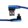 Кабель DENGOS заряда и синхронизации Micro-USB, угловые коннектори, 0,25м,"сетка",(blue)