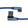 Кабель DENGOS зарядки і синхронізації, Lightning, кутові конектори, 0.25м, "сітка"(blue)