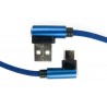 Кабель DENGOS зарядки і синхронізації, Type-C, кутові конектори, 0.25м, "сітка"(blue)