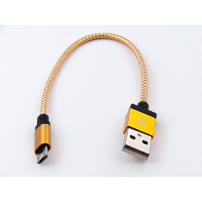 Кабель заряда и синхронизации Micro-USB, круглый 0,2м нитка (yellow)