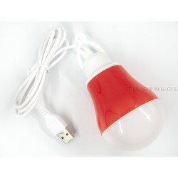 USB-світильник з LED-лампочкою, шнур ~1м, 5V, 5W Red (LED-BULB-5V5W-RED)