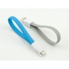Кабель заряду та синхронізації USB 2.0, lightning (плаский, блакитний, 22 см)