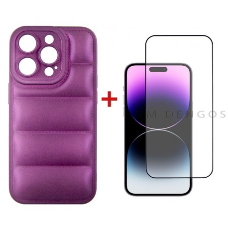 Комплект для iPhone 14 Pro панель + скло DENGOS (Purple) (DG-KM-80)
