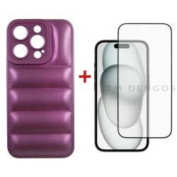 Комплект для iPhone 15 Pro панель + скло DENGOS (Purple) (DG-KM-81)
