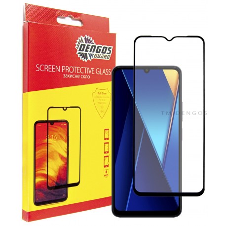 Защитное стекло DENGOS Full Glue для POCO C65 (black)