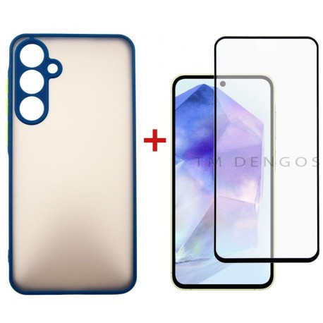 Комплект для Samsung Galaxy A55 5G панель + скло DENGOS (Blue) (DG-KM-93)