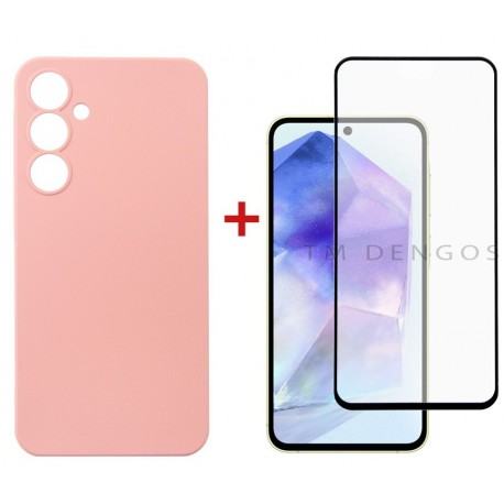 Комплект для Samsung Galaxy A55 5G панель + скло DENGOS (Pink) (DG-KM-92)