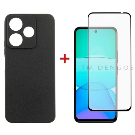 Комплект для Xiaomi Redmi 13 4G панель Carbon + скло DENGOS (Black) (DG-KM-98)