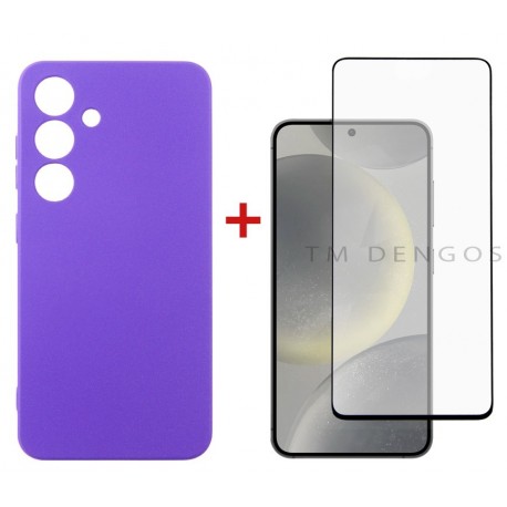 Комплект для Samsung Galaxy S24 панель Carbon + скло DENGOS (Purple) (DG-KM-102)
