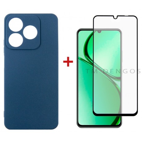 Комплект для Realme C63 панель Carbon + скло DENGOS (Blue) (DG-KM-104)