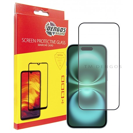 Защитное стекло DENGOS Full Glue для iPhone 16 (black)