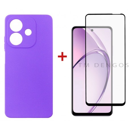 Комплект для Oppo A3 панель Carbon + скло DENGOS (Purple) (DG-KM-113)
