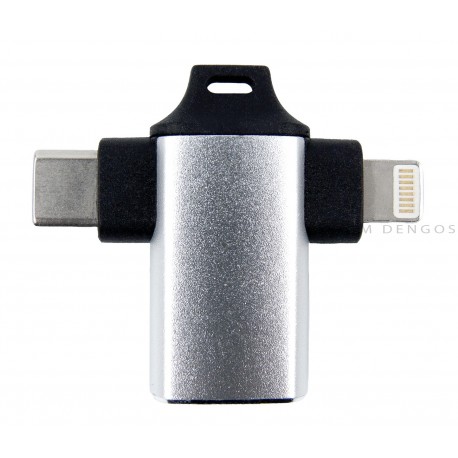 Переходник DENGOS 2в1 OTG USB - Lightning/Type-C (ADP-022)
