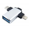 Переходник DENGOS 2в1 OTG USB - Lightning/Type-C (ADP-022)