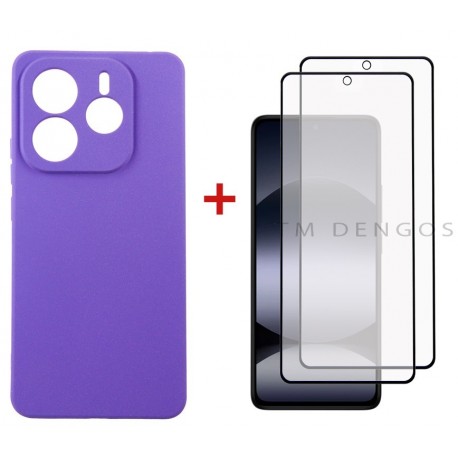 Комплект для Xiaomi Redmi Note 14 5G панель Carbon + 2 склa DENGOS (Purple) (DG-CTG2P-10)