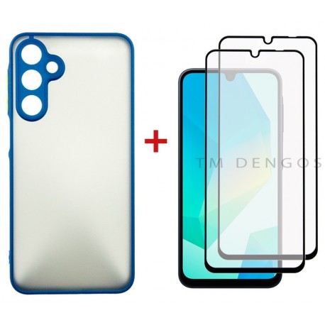 Комплект для Samsung Galaxy A16 панель Matte + 2 склa DENGOS (Blue) (DG-CTG2P-03)