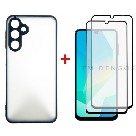 Комплект для Samsung Galaxy A16 панель Matte + 2 склa DENGOS (Black) (DG-CTG2P-04)