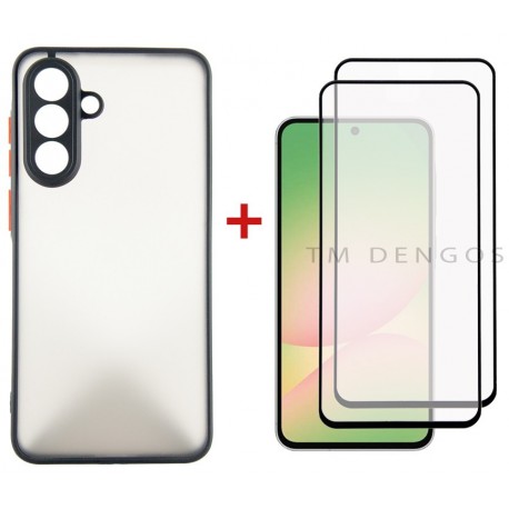Комплект для Samsung Galaxy A56 панель Matte + 2 склa DENGOS (Black) (DG-CTG2P-05)