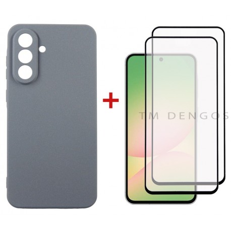 Комплект для Samsung Galaxy A56 панель Carbon + 2 склa DENGOS (Grey) (DG-CTG2P-09)