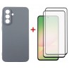 Комплект для Samsung Galaxy A56 панель Carbon + 2 склa DENGOS (Grey) (DG-CTG2P-09)