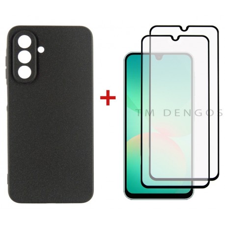 Комплект для Samsung Galaxy A26 панель Carbon + 2 склa DENGOS (Black) (DG-CTG2P-08)