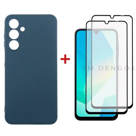 Комплект для Samsung Galaxy A16 панель Carbon + 2 склa DENGOS (Blue) (DG-CTG2P-07)
