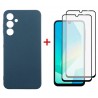 Комплект для Samsung Galaxy A16 панель Carbon + 2 склa DENGOS (Blue) (DG-CTG2P-07)