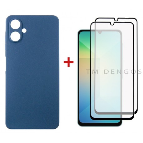 Комплект для Samsung Galaxy A06 панель Carbon + 2 склa DENGOS (Blue) (DG-CTG2P-06)