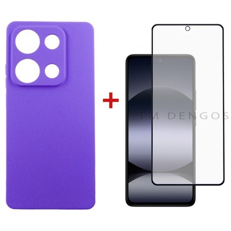Комплект для Xiaomi Redmi Note 14S панель Carbon + скло DENGOS (Purple) (DG-KM-146)