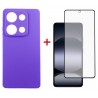 Комплект для Xiaomi Redmi Note 14S панель Carbon + скло DENGOS (Purple) (DG-KM-146)