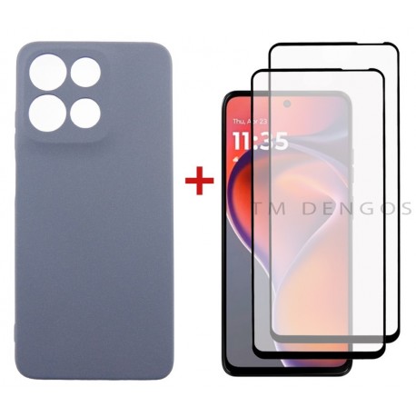 Комплект для Motorola G15/G15 Power панель Carbon + 2 склa DENGOS (Grey) (DG-CTG2P-17)