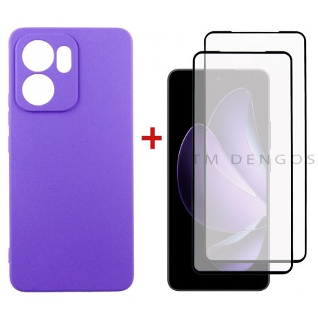 Комплект для Oppo Reno 13F 4G панель Carbon + 2 склa DENGOS (Purple) (DG-CTG2P-23)
