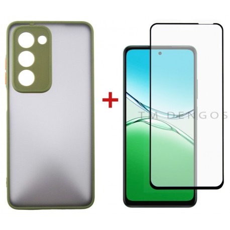 Комплект для Oppo A5 панель Matte + скло DENGOS (Olive Green) (DG-KM-158)