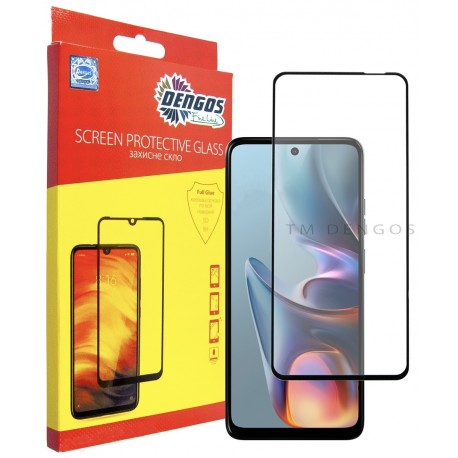 Защитное стекло DENGOS Full Glue для Motorola E15/G35 (black)