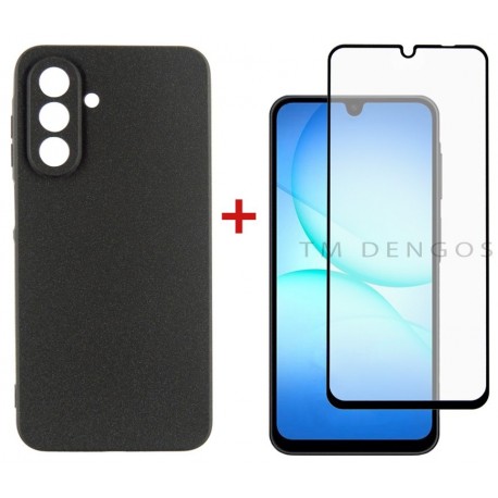 Комплект для Samsung Galaxy A17 панель Carbon + скло DENGOS (Black) (DG-KM-160)