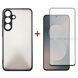 Комплект для Samsung Galaxy S25 FE панель Matte + скло DENGOS (Black) (DG-KM-168)