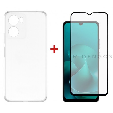 Комплект для Motorola G06 панель TPU + скло DENGOS (Clear) (DG-KM-169)