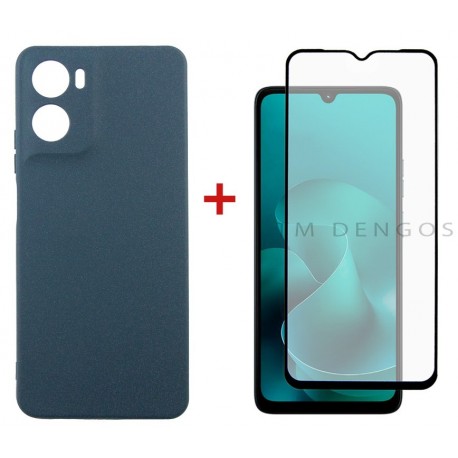 Комплект для Motorola G06 панель Carbon + скло DENGOS (Blue) (DG-KM-174)