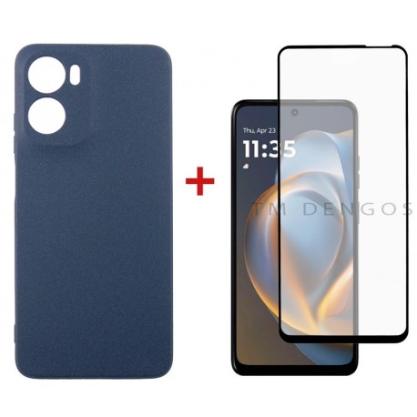 Комплект для Motorola G05 панель Carbon + скло DENGOS (Blue) (DG-KM-179)