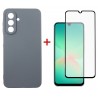 Комплект для Samsung Galaxy A26 панель Carbon + скло DENGOS (Grey) (DG-KM-189)