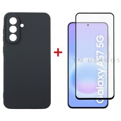 Комплект для Samsung Galaxy A57 панель Carbon + скло DENGOS (Black) (DG-KM-195)