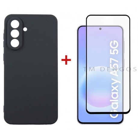 Комплект для Samsung Galaxy A57 панель Carbon + скло DENGOS (Black) (DG-KM-195)