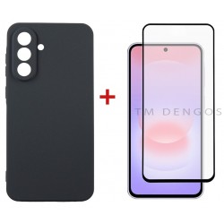 Комплект для Samsung Galaxy A37 панель Carbon + скло DENGOS (Black) (DG-KM-194)