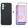 Комплект для Samsung Galaxy A37 панель Carbon + скло DENGOS (Black) (DG-KM-194)