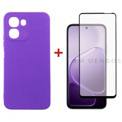 Комплект для Oppo A6x/A6k панель Carbon + скло DENGOS (Purple) (DG-KM-193)