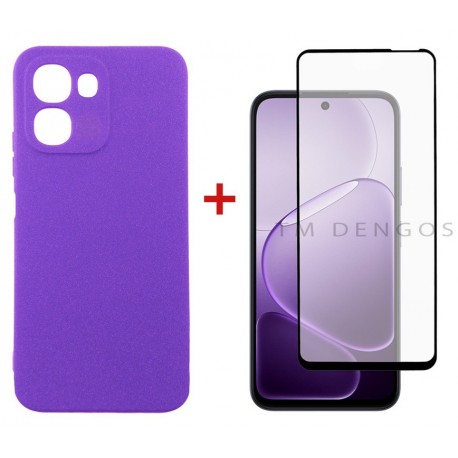 Комплект для Oppo A6x/A6k панель Carbon + скло DENGOS (Purple) (DG-KM-193)