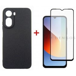 Комплект для Xiaomi Redmi A7 Pro панель Carbon + скло DENGOS (Black) (DG-KM-202)