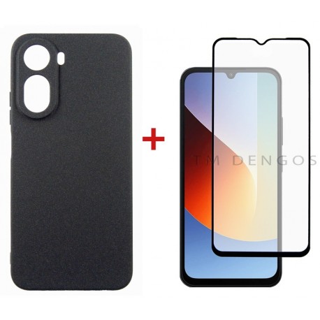 Комплект для Xiaomi Redmi A7 Pro панель Carbon + скло DENGOS (Black) (DG-KM-202)